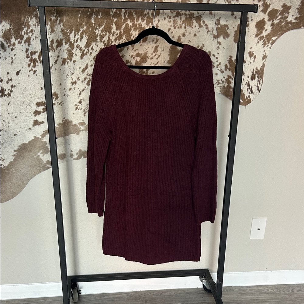 Aerie Burgundy Knit Sweater Dress